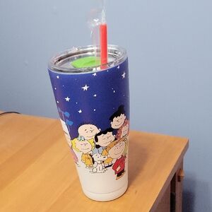 Peanuts Blue Tumbler with Red Straw